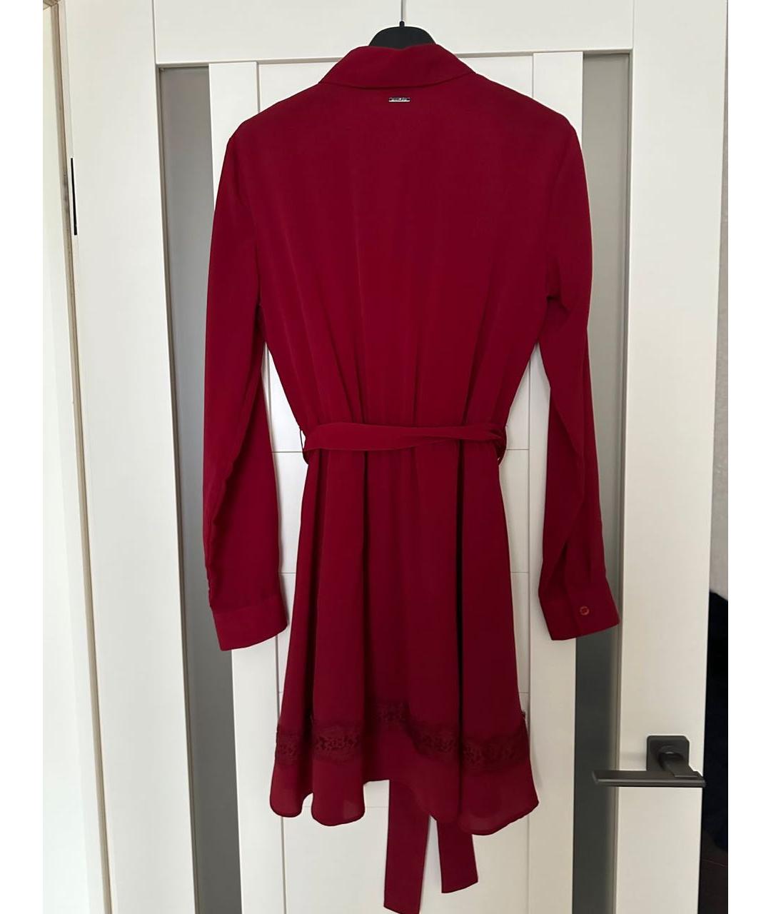 LIU JO Бордовое полиэстеровое коктейльное платье, фото 4