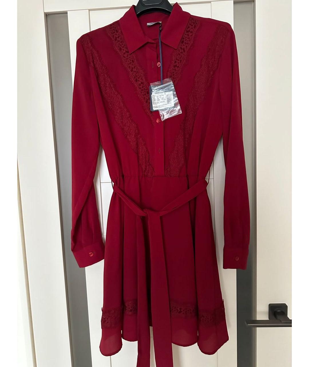 LIU JO Бордовое полиэстеровое коктейльное платье, фото 9