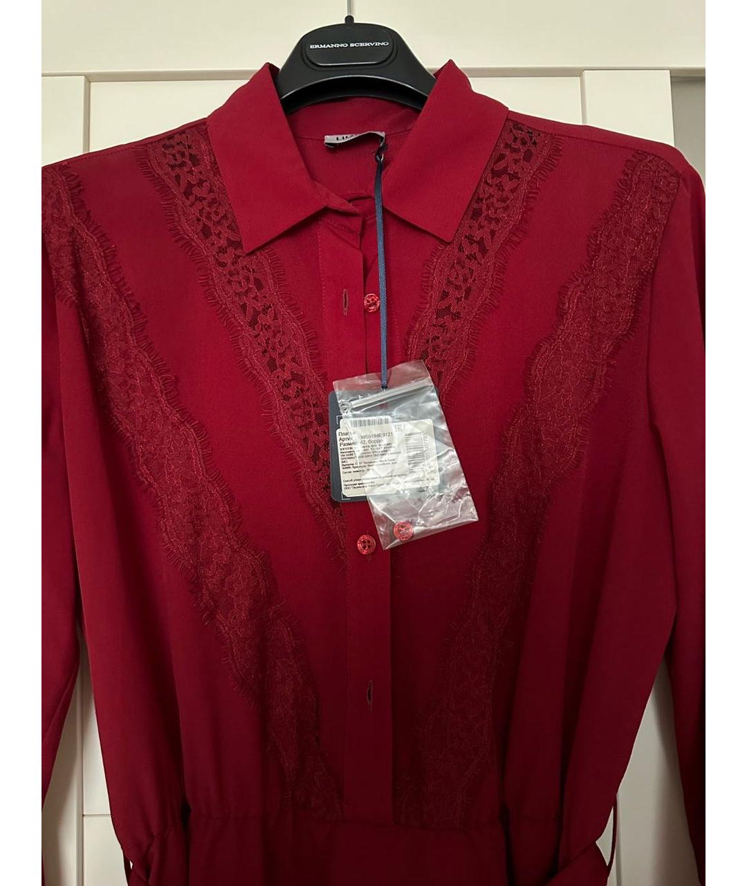 LIU JO Бордовое полиэстеровое коктейльное платье, фото 3