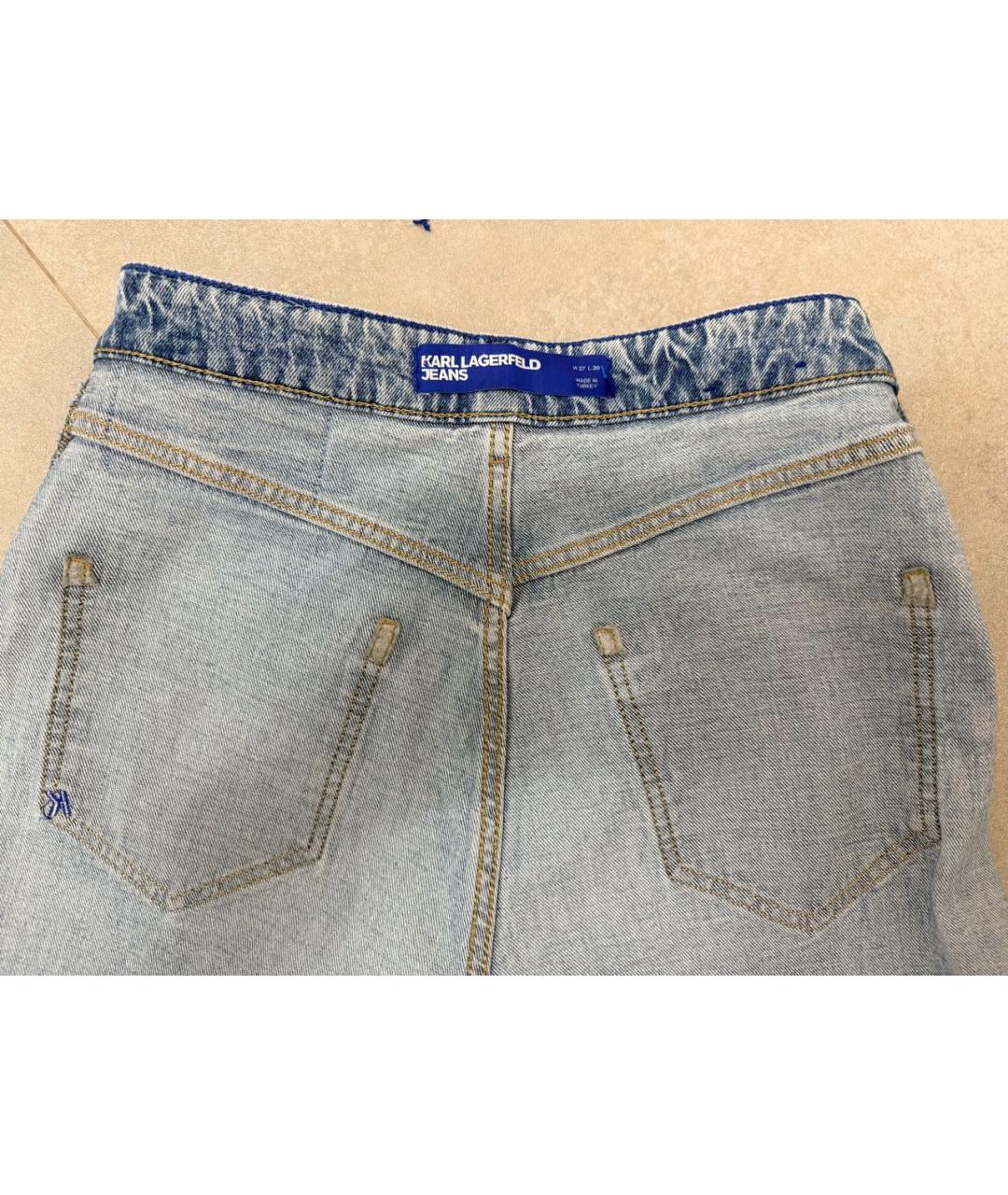 KARL LAGERFELD Голубые хлопко-эластановые прямые джинсы, фото 3