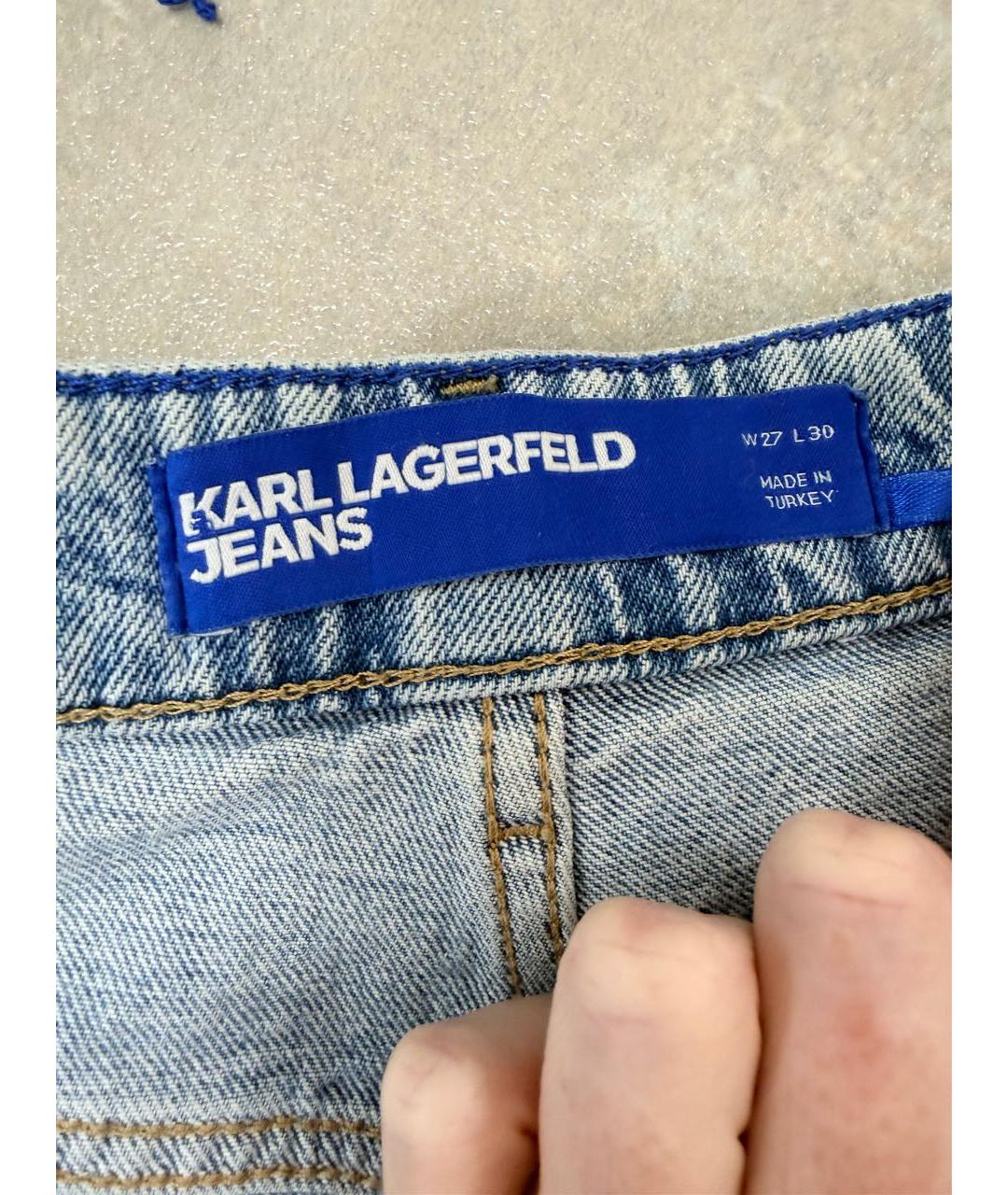KARL LAGERFELD Голубые хлопко-эластановые прямые джинсы, фото 8