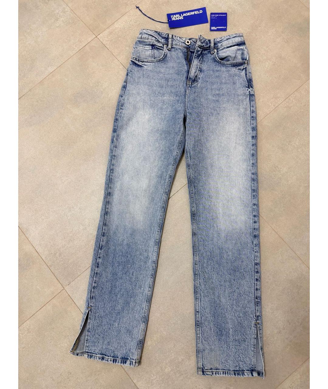 KARL LAGERFELD Голубые хлопко-эластановые прямые джинсы, фото 9