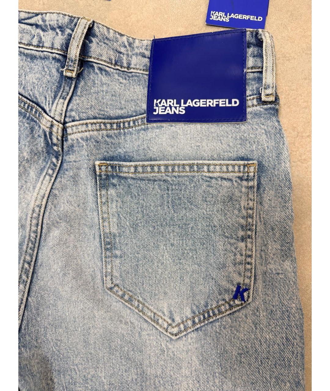 KARL LAGERFELD Голубые хлопко-эластановые прямые джинсы, фото 4