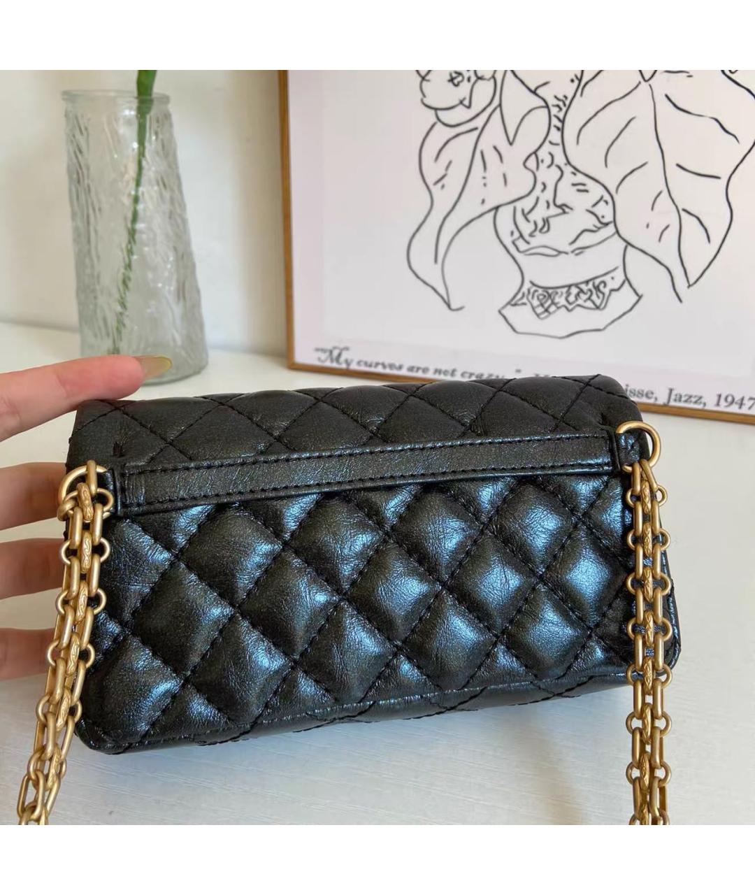 CHANEL Черная кожаная сумка через плечо, фото 6