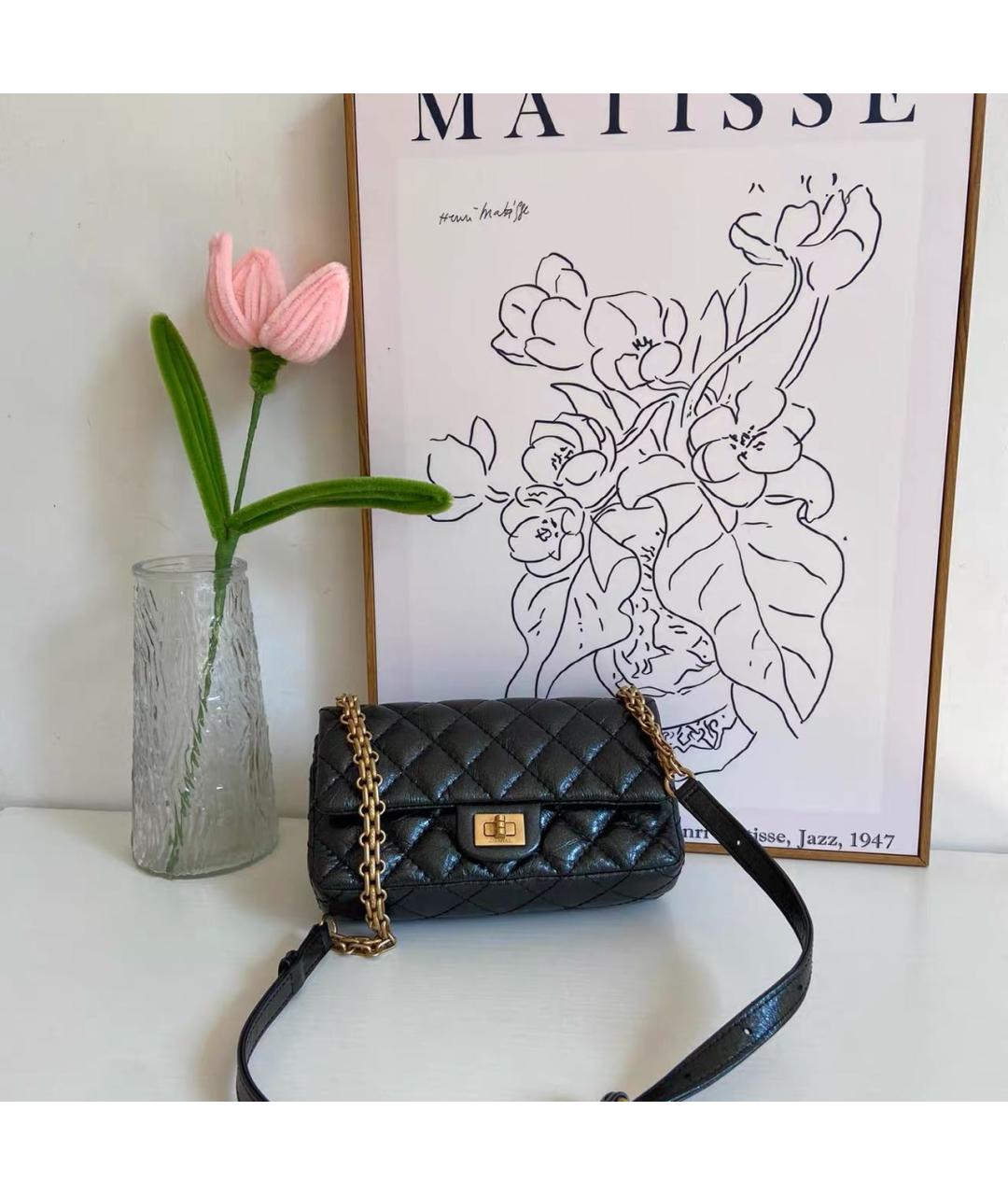 CHANEL Черная кожаная сумка через плечо, фото 2
