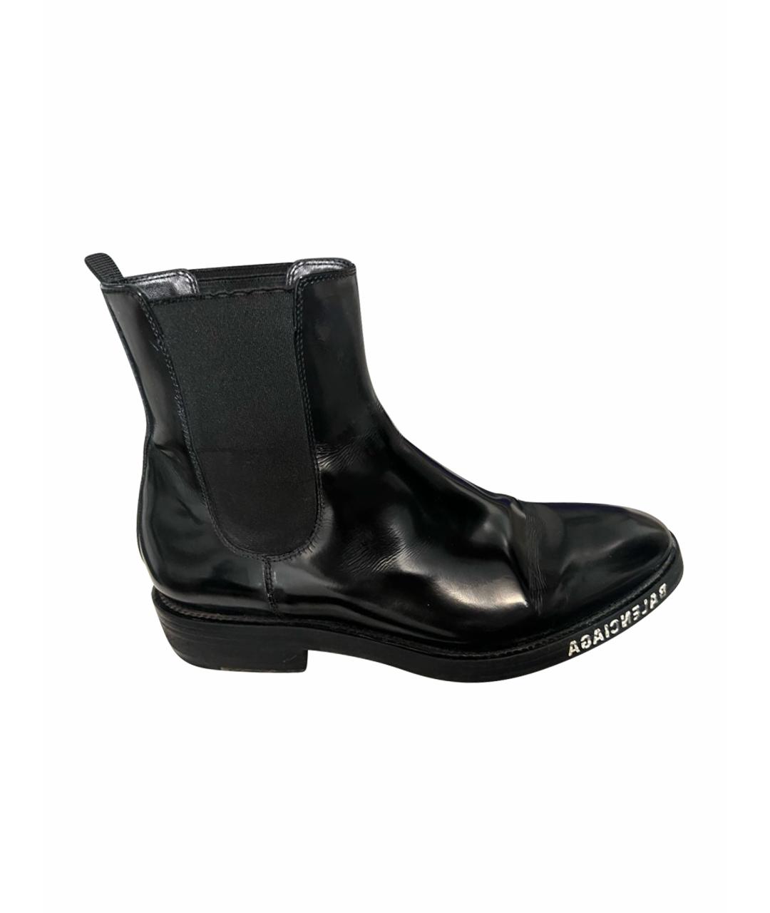 BALENCIAGA Черные полусапоги из лакированной кожи, фото 1