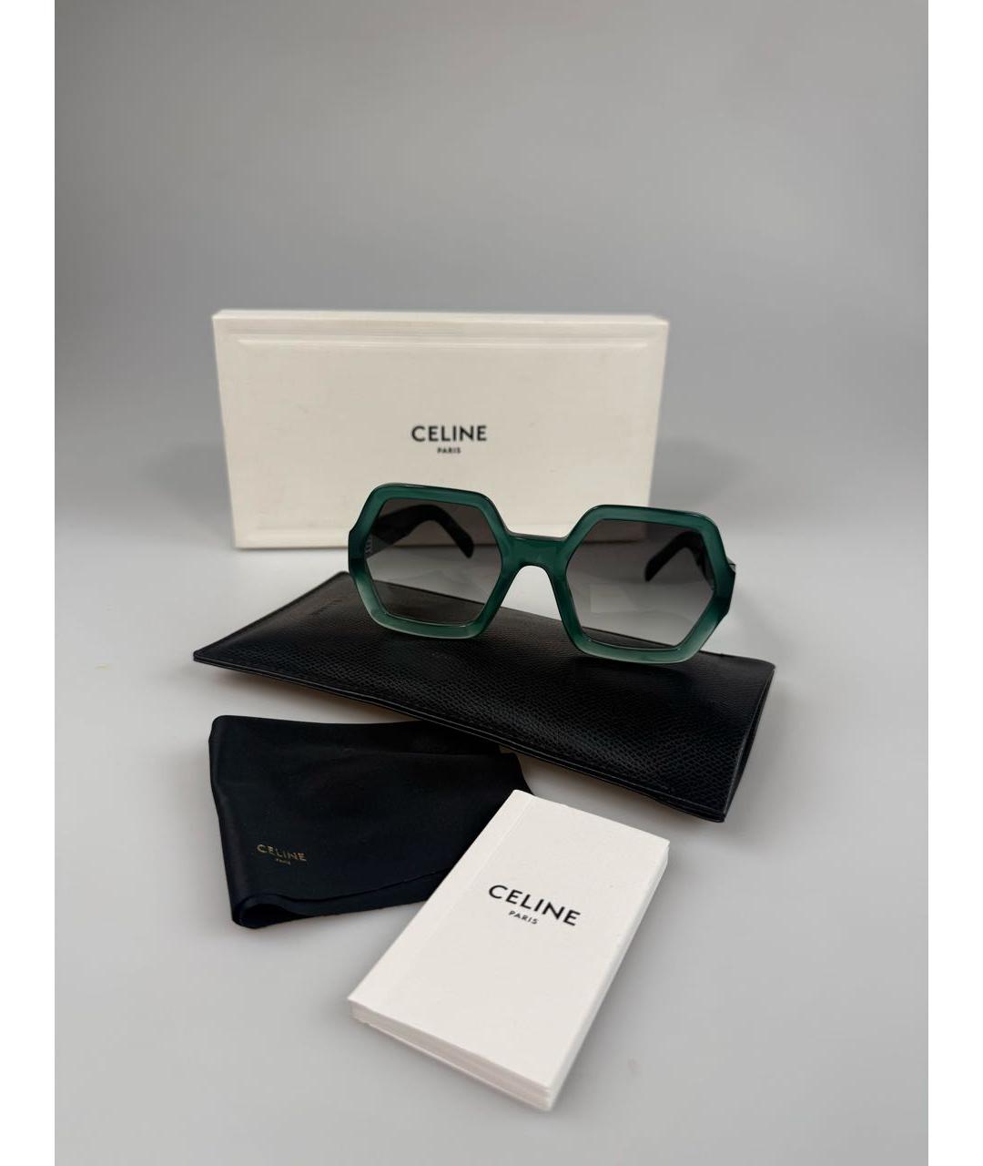 CELINE Зеленые пластиковые солнцезащитные очки, фото 4