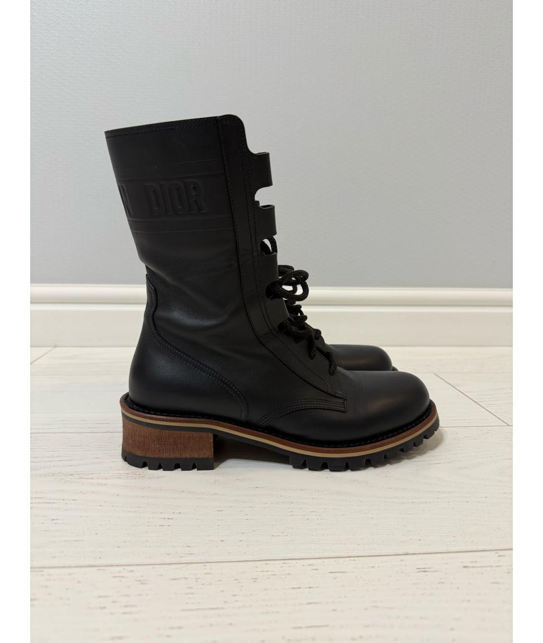 CHRISTIAN DIOR Черные кожаные ботинки, фото 9