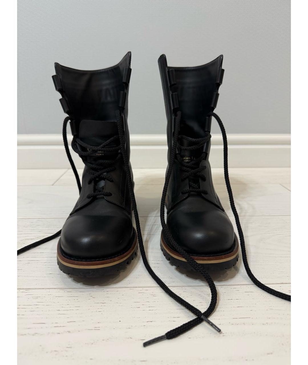 CHRISTIAN DIOR Черные кожаные ботинки, фото 2