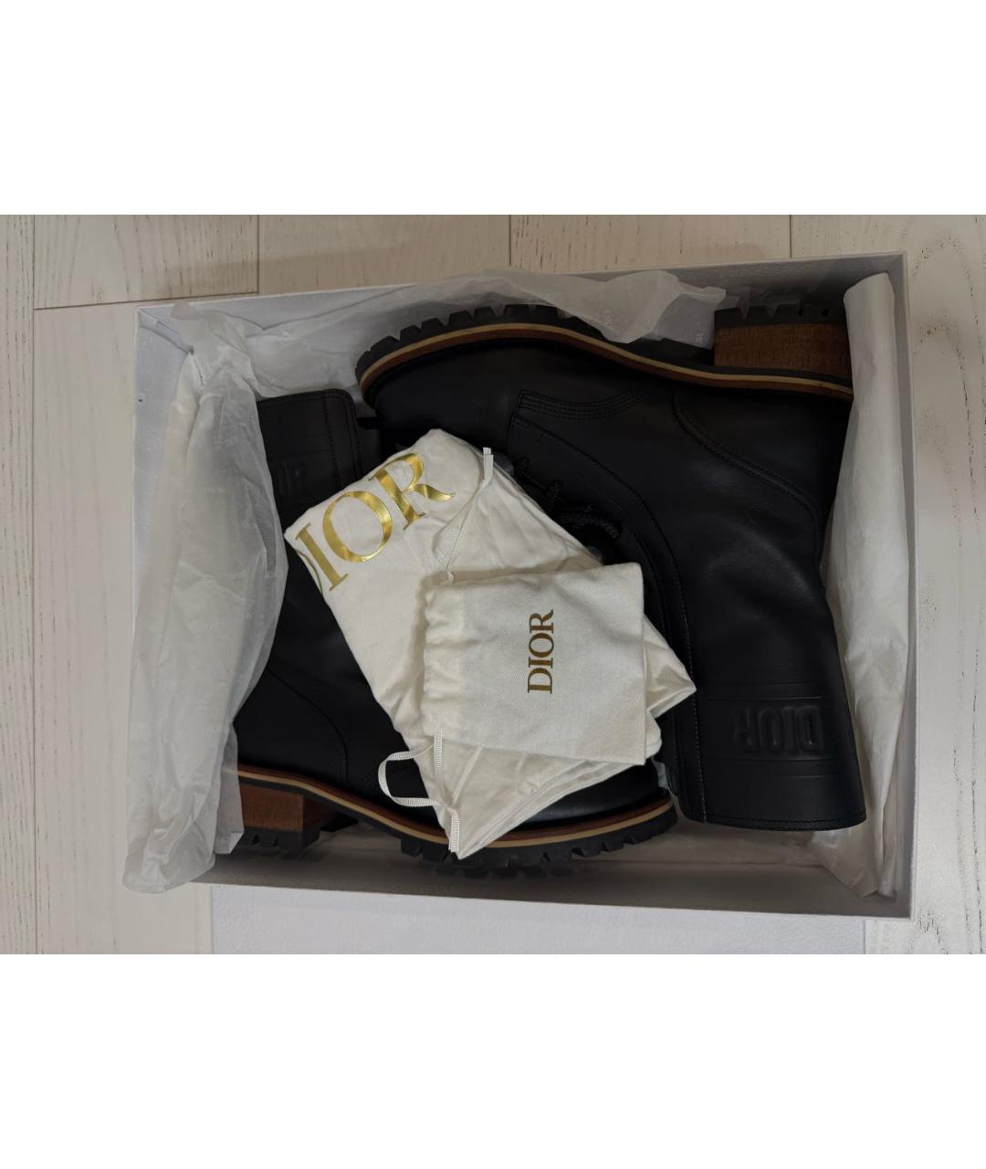 CHRISTIAN DIOR Черные кожаные ботинки, фото 6