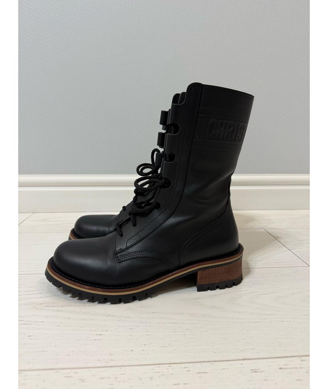 CHRISTIAN DIOR Черные кожаные ботинки, фото 5