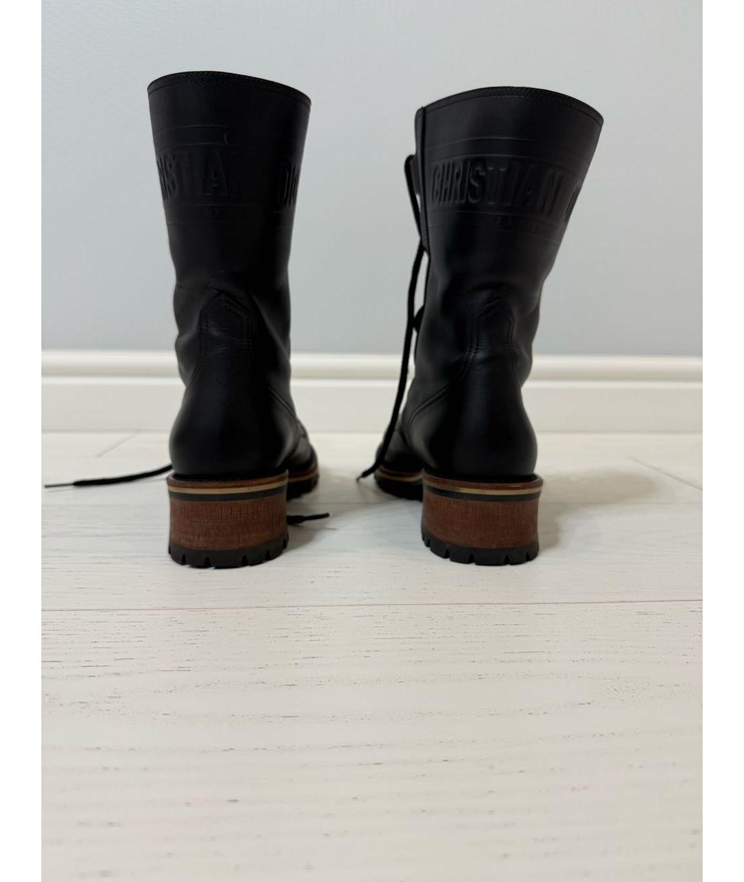 CHRISTIAN DIOR Черные кожаные ботинки, фото 4