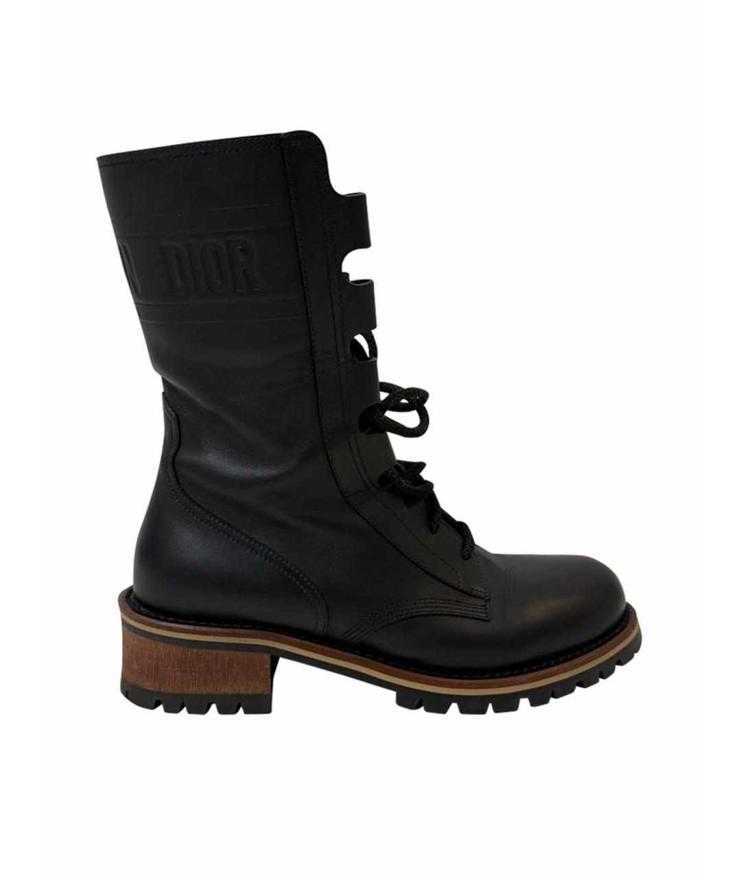 CHRISTIAN DIOR Черные кожаные ботинки, фото 1