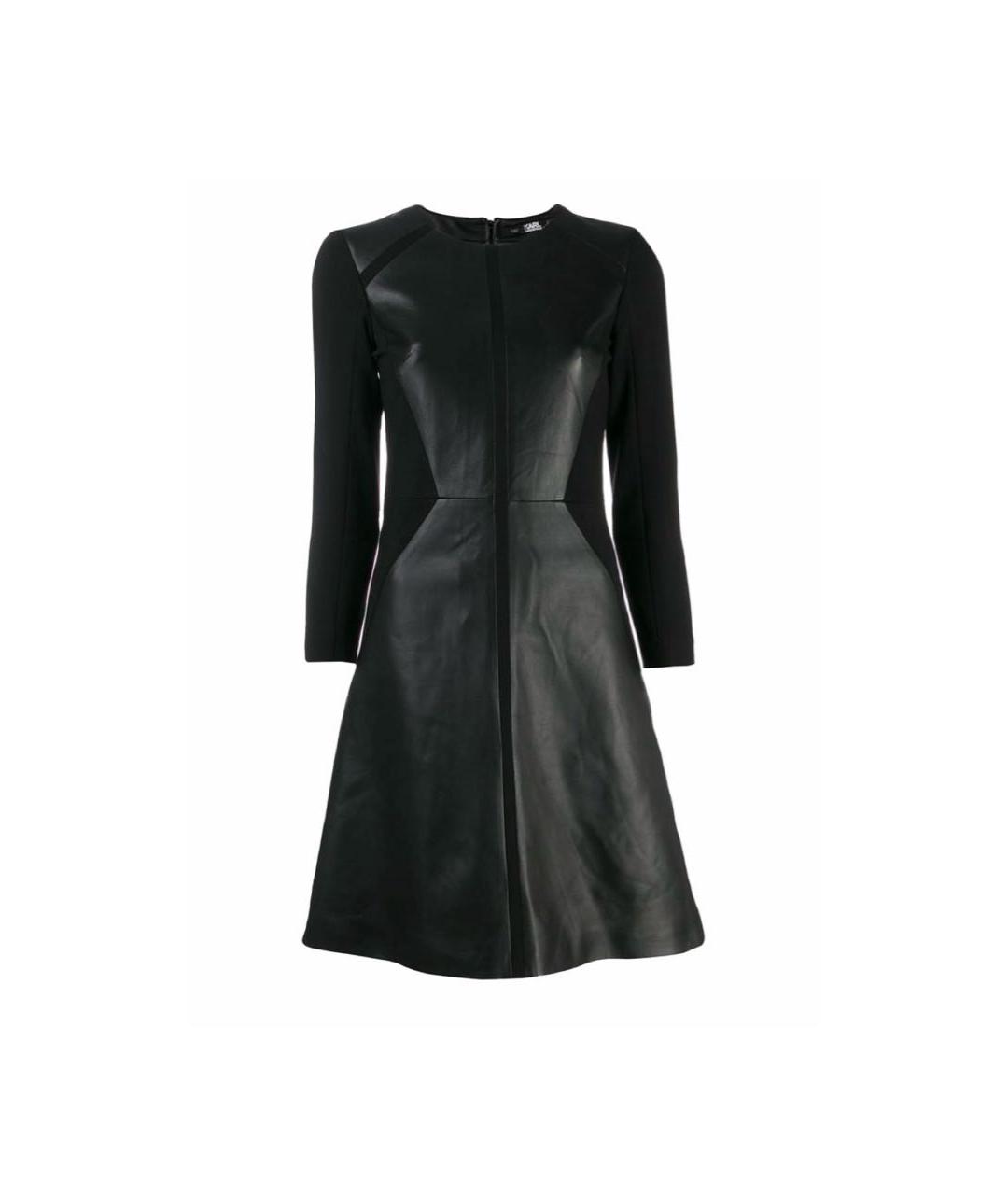 KARL LAGERFELD Черное кожаное повседневное платье, фото 5