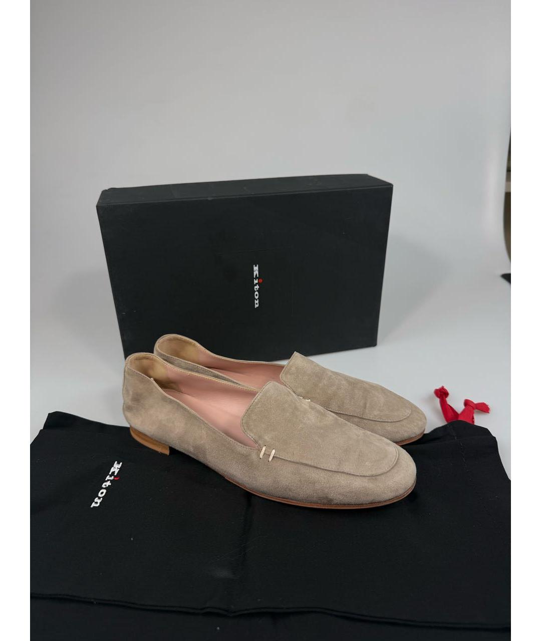 KITON Бежевые замшевые лоферы, фото 5
