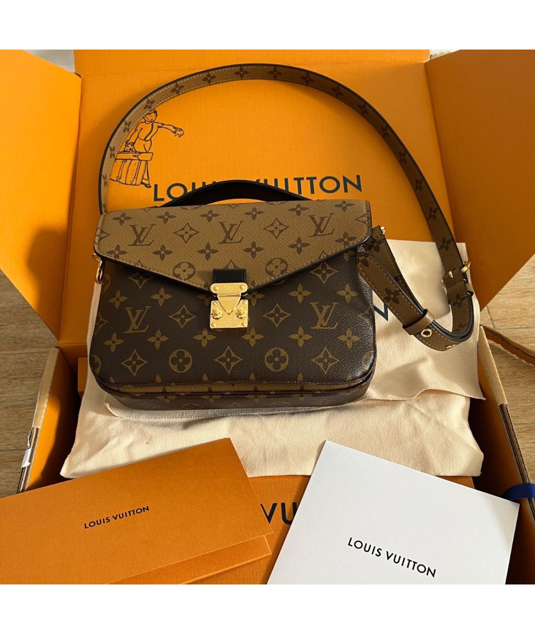 LOUIS VUITTON Коричневая сумка с короткими ручками, фото 2