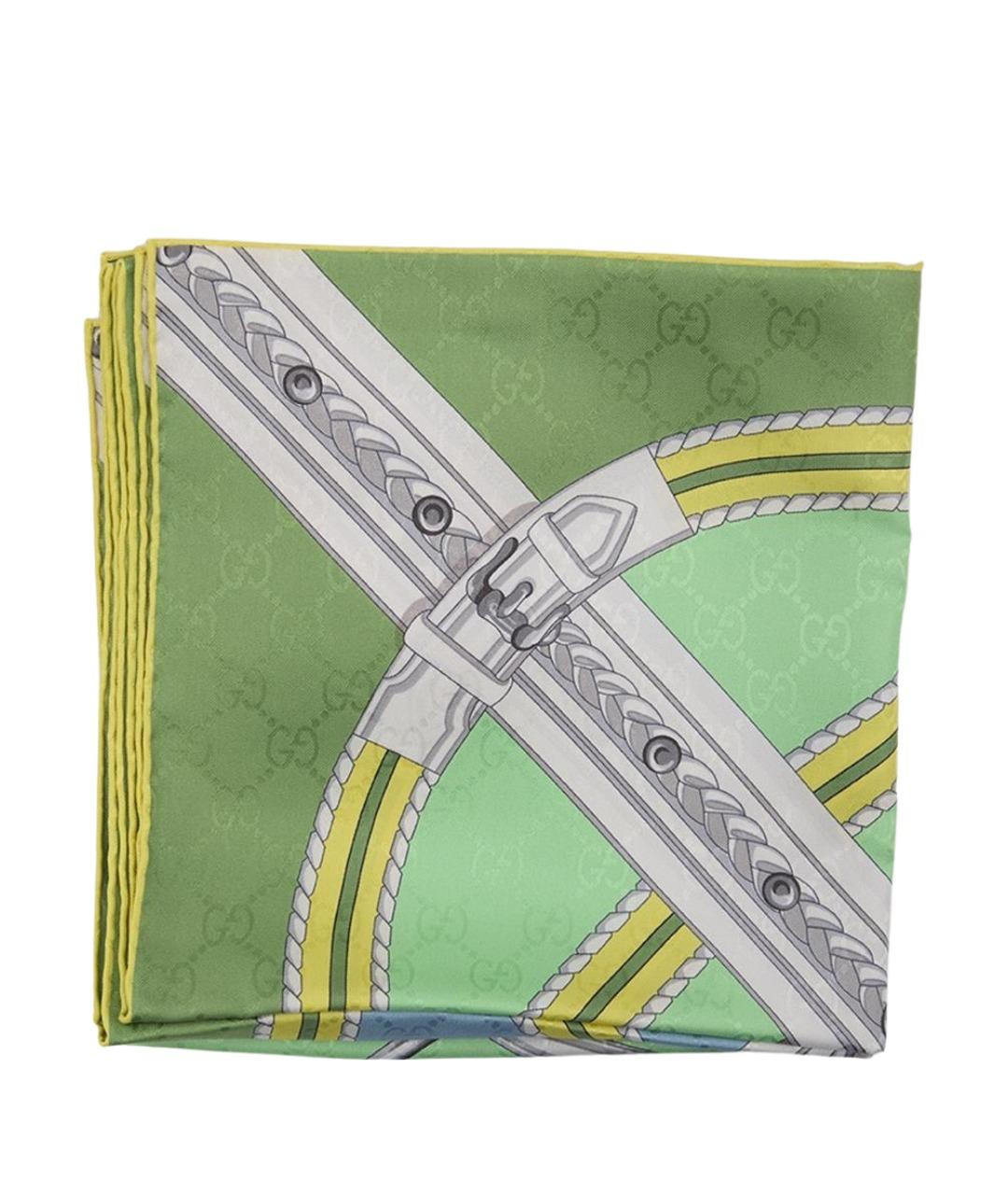 GUCCI Зеленый шелковый шарф, фото 1