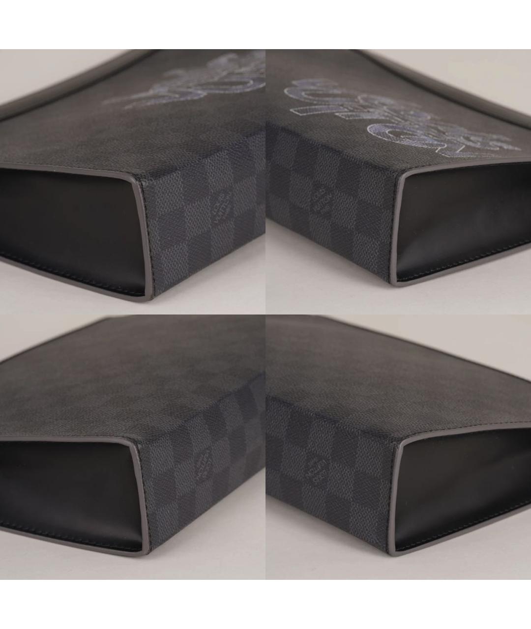 LOUIS VUITTON Антрацитовая кожаная папка для документов, фото 8