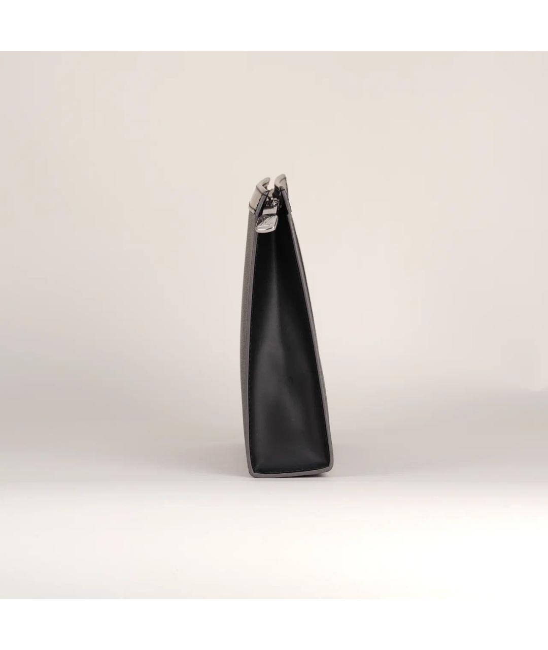LOUIS VUITTON Антрацитовая кожаная папка для документов, фото 4