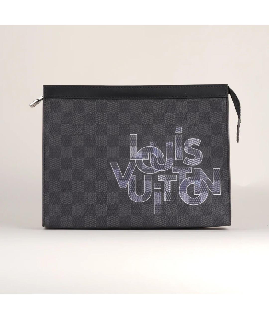 LOUIS VUITTON Антрацитовая кожаная папка для документов, фото 9