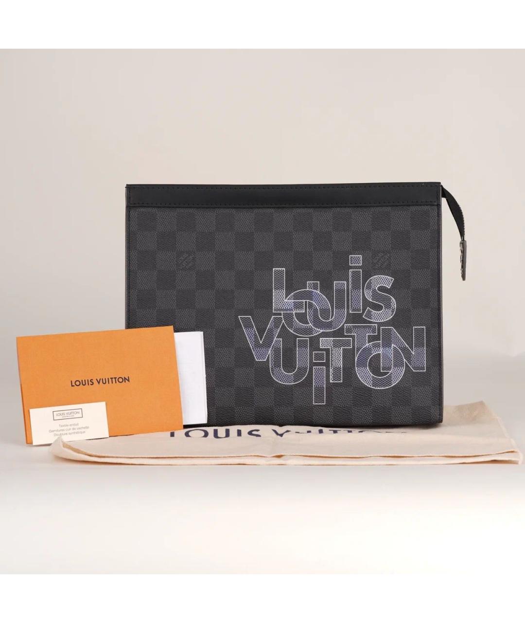 LOUIS VUITTON Антрацитовая кожаная папка для документов, фото 2