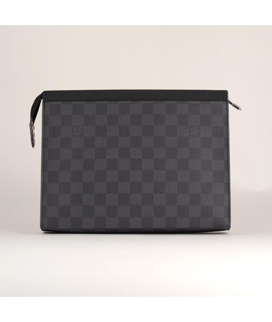 LOUIS VUITTON Антрацитовая кожаная папка для документов, фото 3