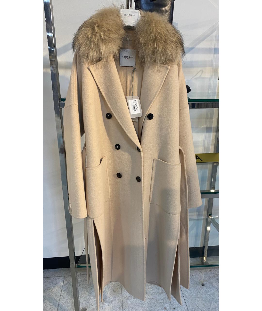ERMANNO FIRENZE Бежевое шерстяное пальто, фото 5