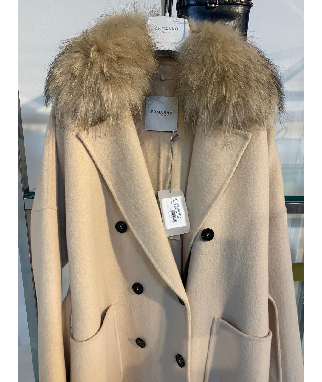 ERMANNO FIRENZE Бежевое шерстяное пальто, фото 4