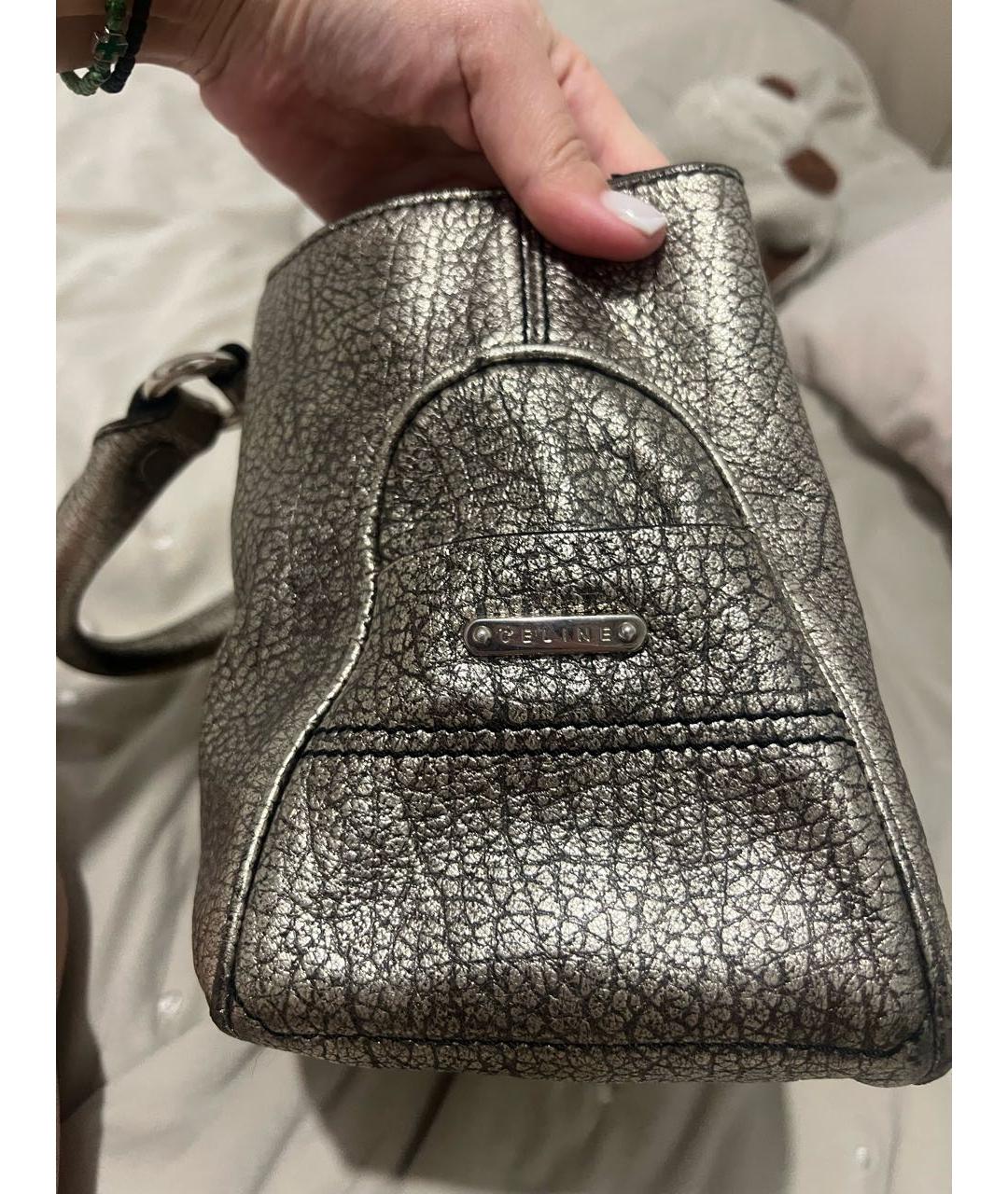 CELINE Золотая кожаная сумка с короткими ручками, фото 2