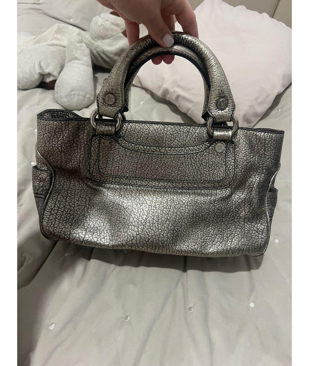 CELINE Золотая кожаная сумка с короткими ручками, фото 3