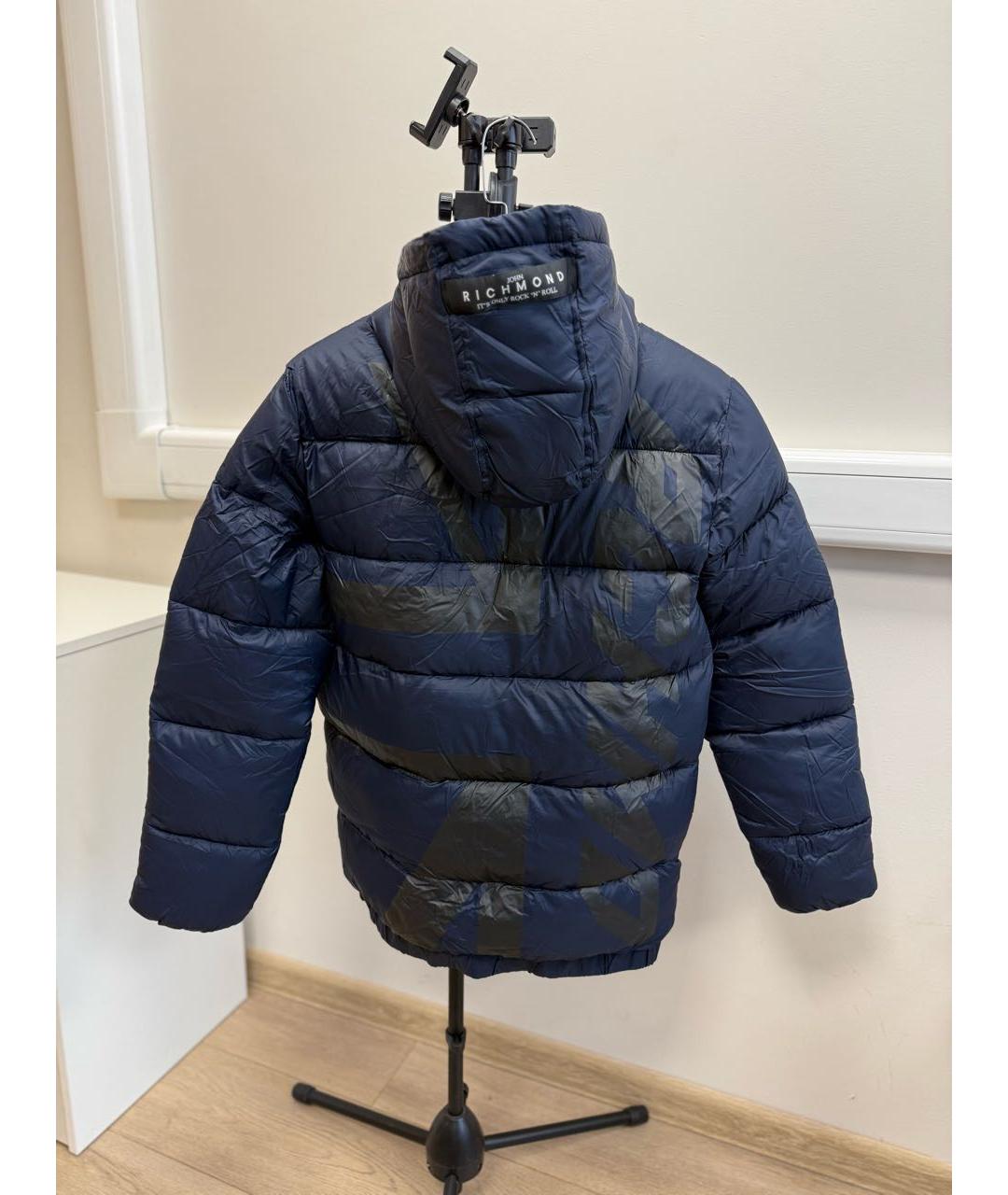 JOHN RICHMOND Темно-синий полиамидовый пуховик, фото 2