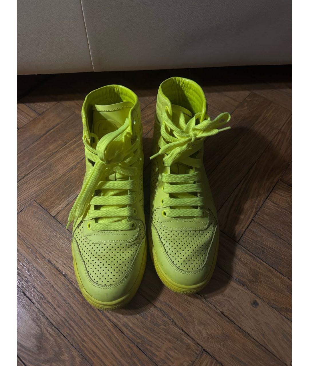 GUCCI Желтые кожаные кеды, фото 2