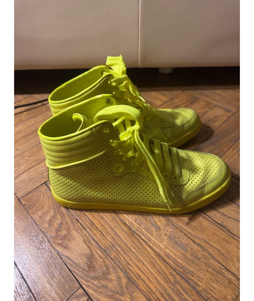 GUCCI Желтые кожаные кеды, фото 5