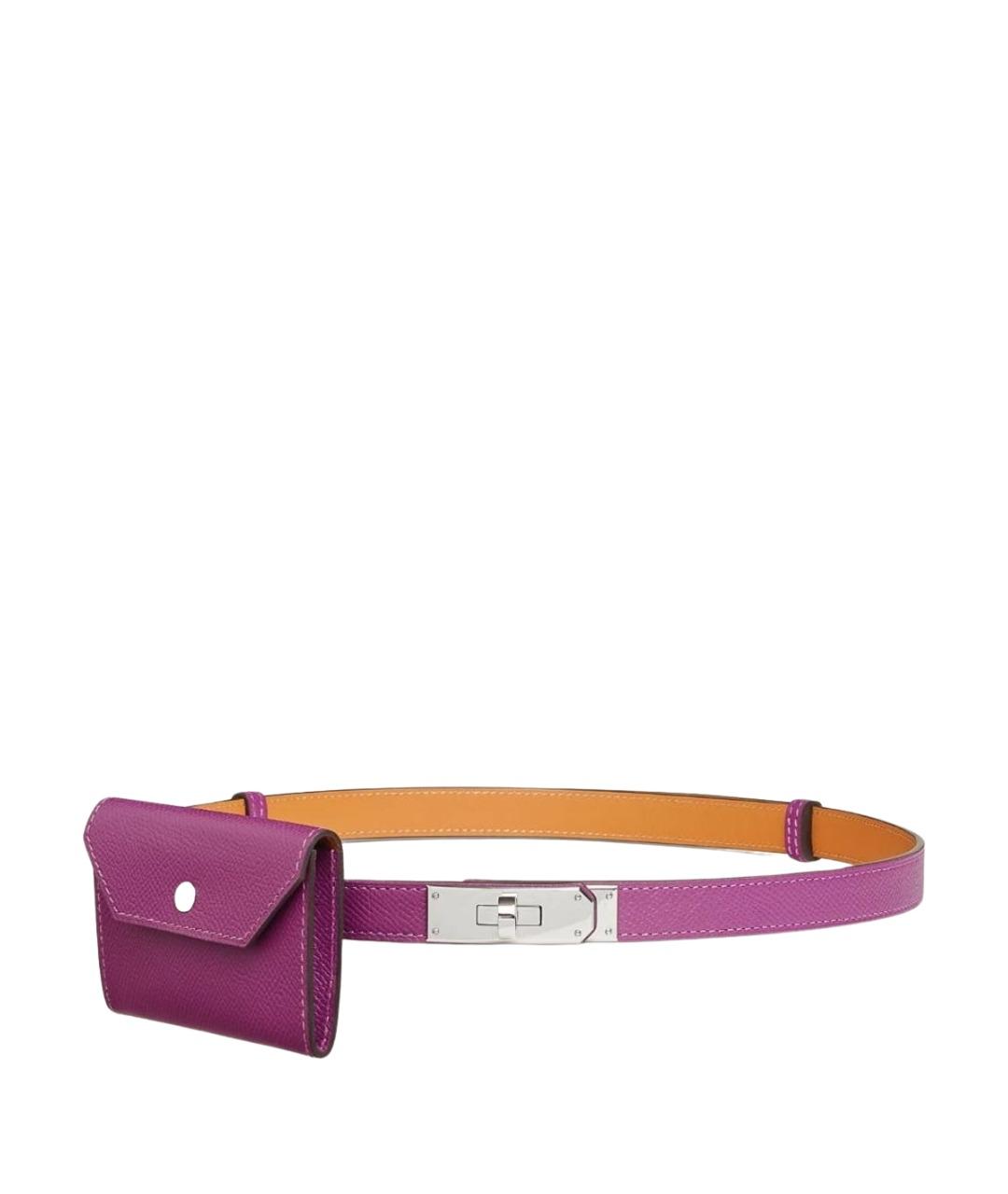 HERMES Фиолетовый кожаный ремень, фото 1