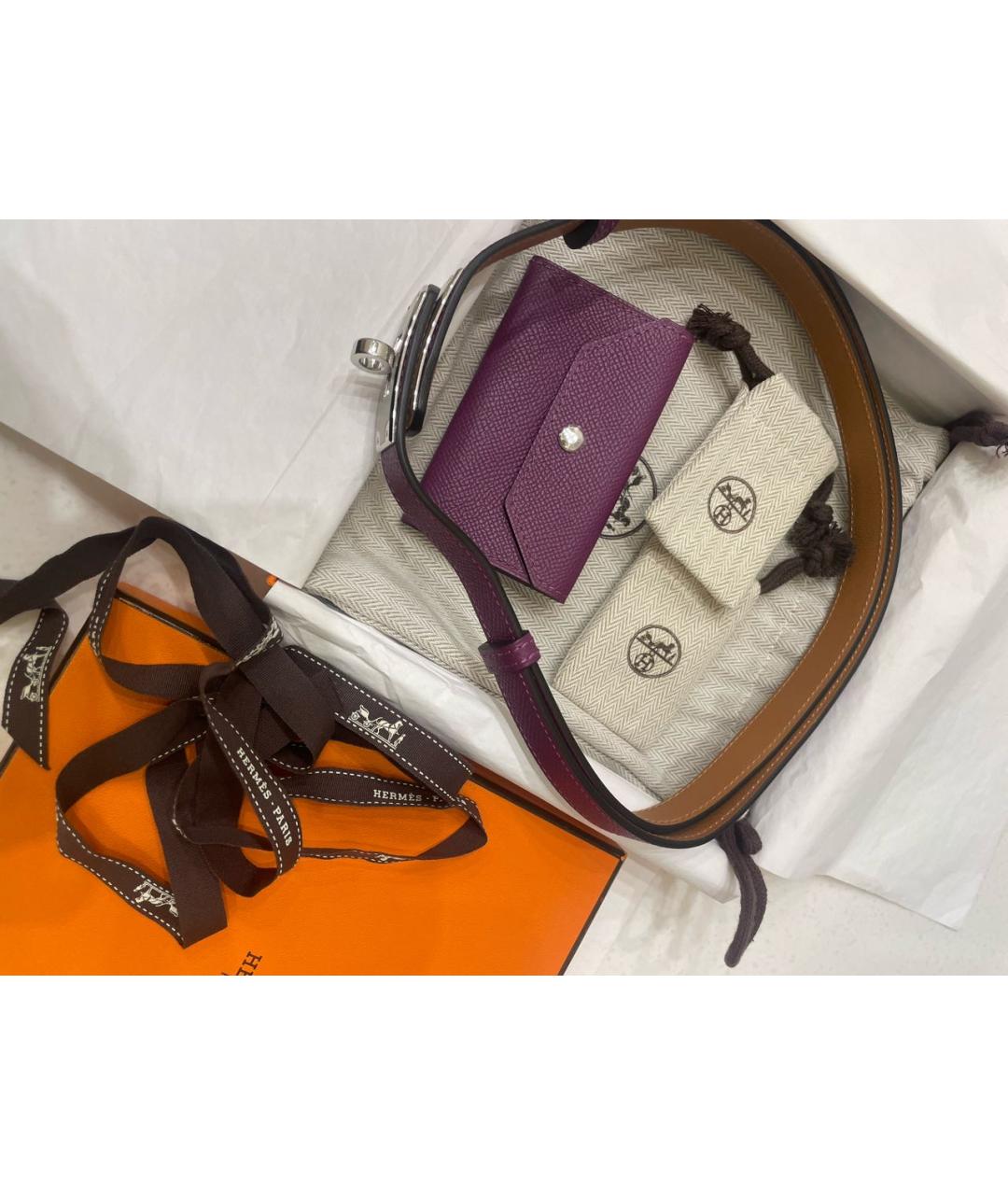 HERMES Фиолетовый кожаный ремень, фото 6