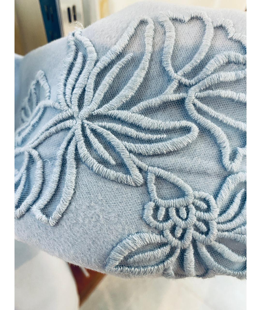 ERMANNO FIRENZE Голубое шерстяное пальто, фото 4