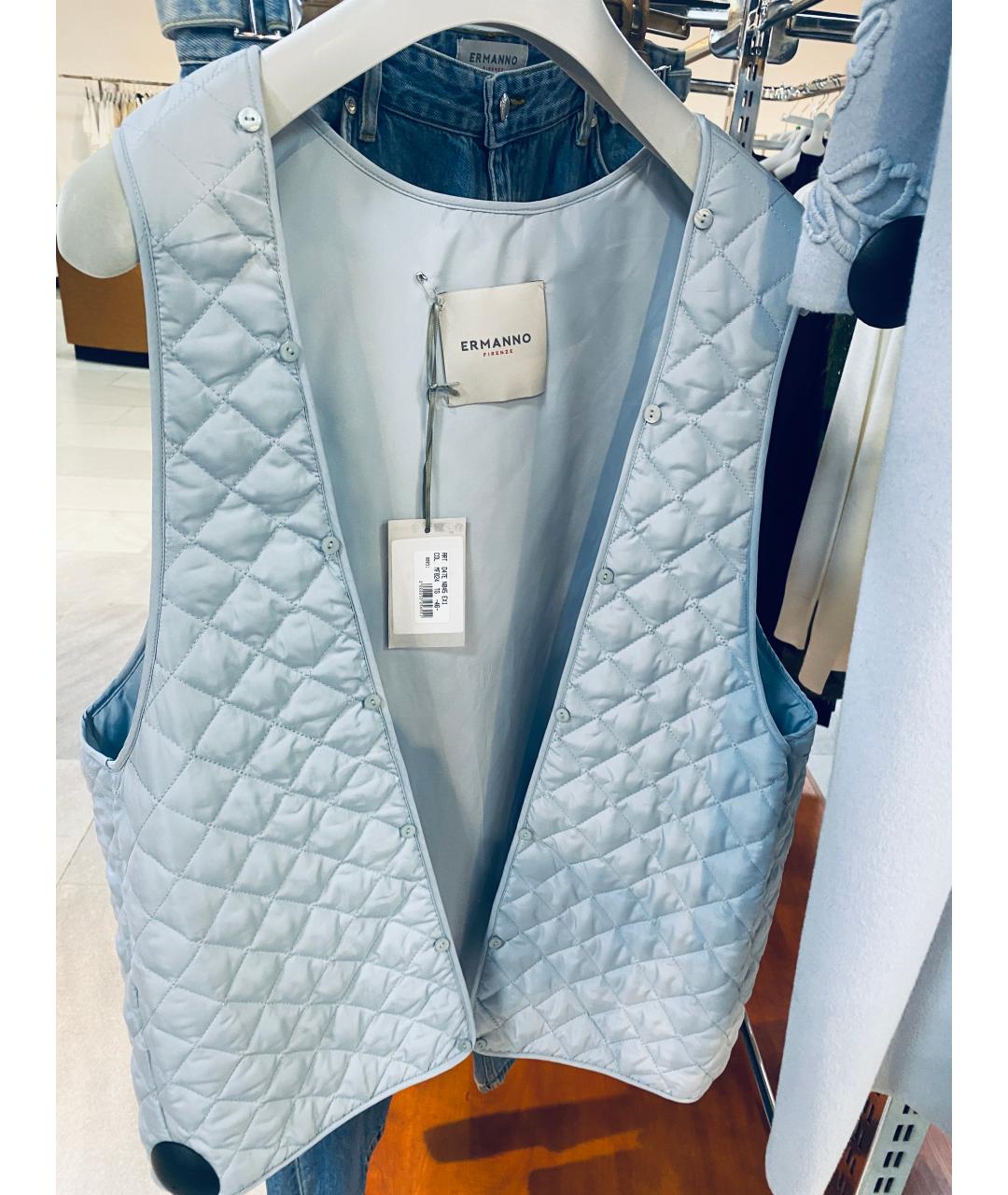 ERMANNO FIRENZE Голубое шерстяное пальто, фото 3