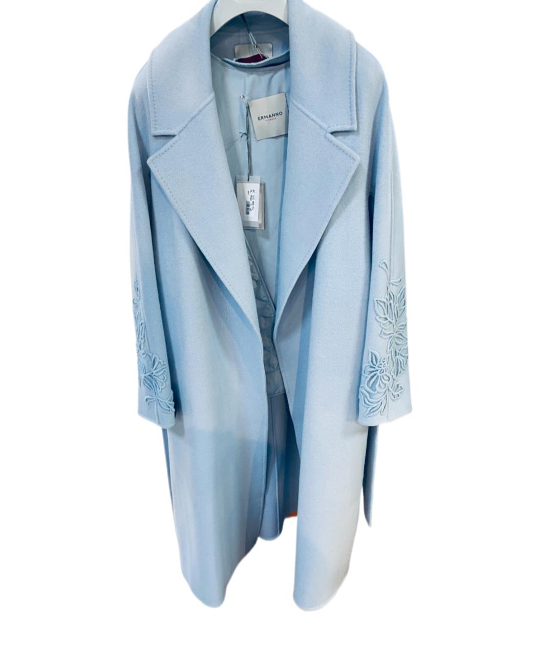ERMANNO FIRENZE Голубое шерстяное пальто, фото 7