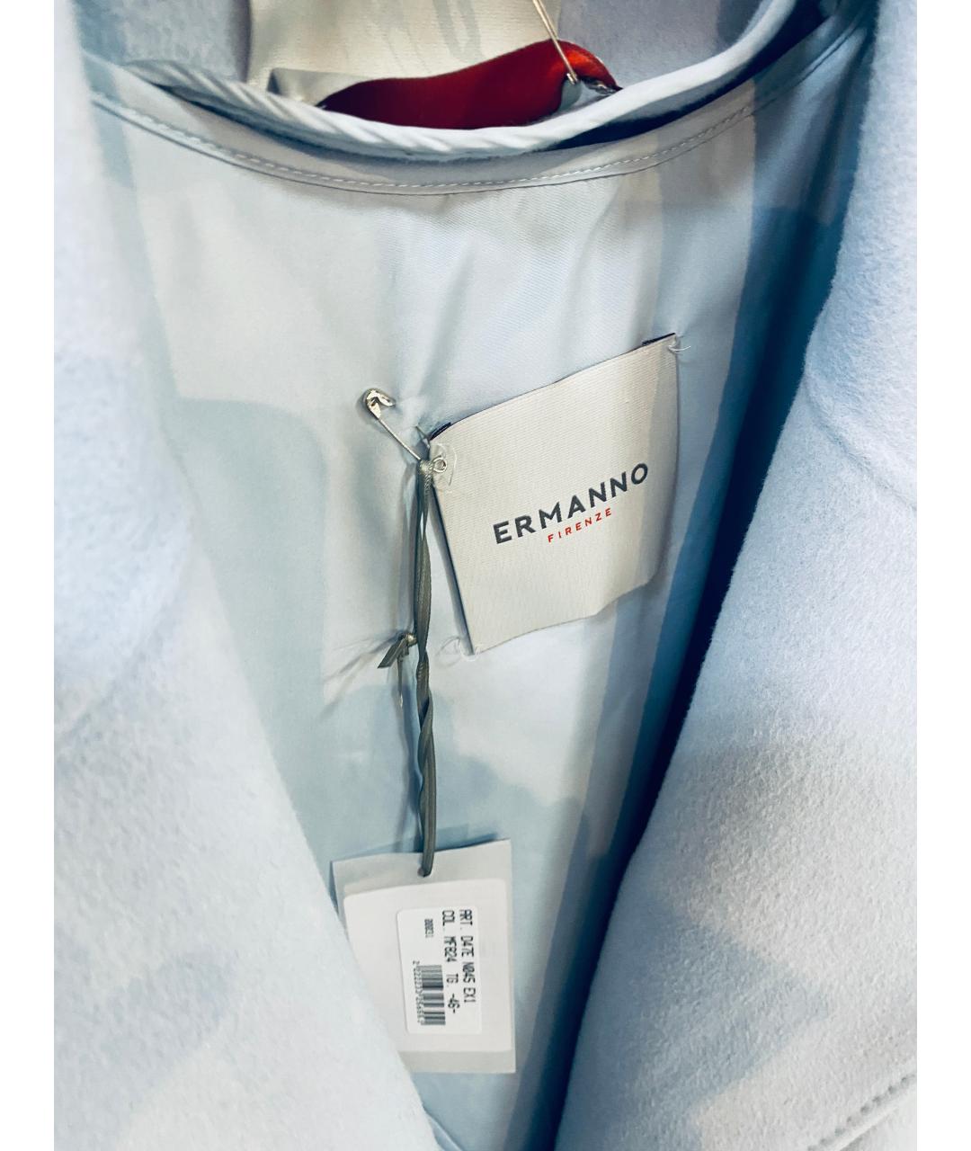 ERMANNO FIRENZE Голубое шерстяное пальто, фото 6