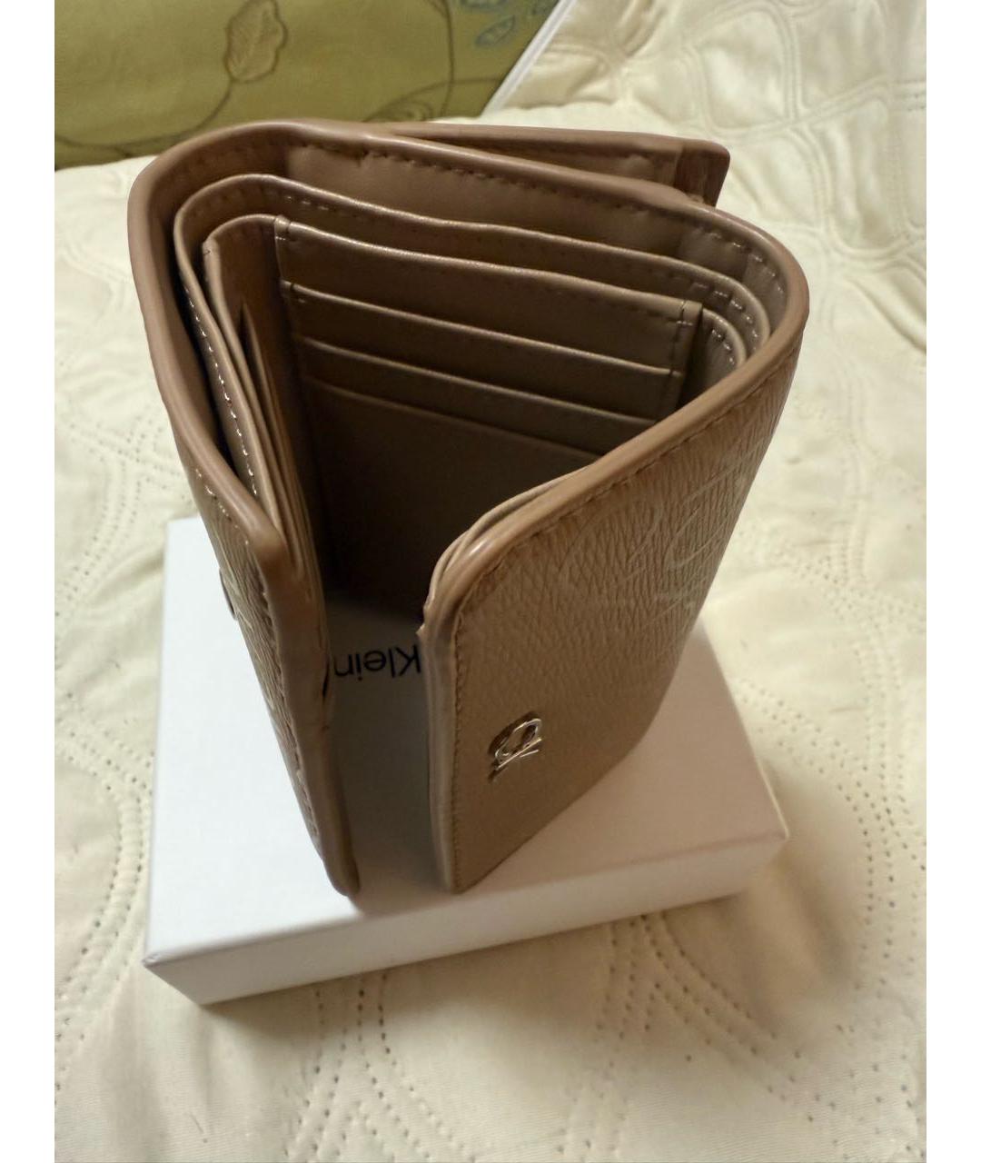 CALVIN KLEIN Горчичный кожаный кошелек, фото 2