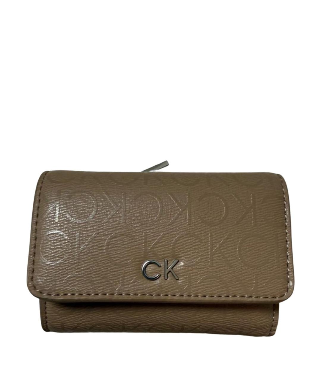 CALVIN KLEIN Горчичный кожаный кошелек, фото 1