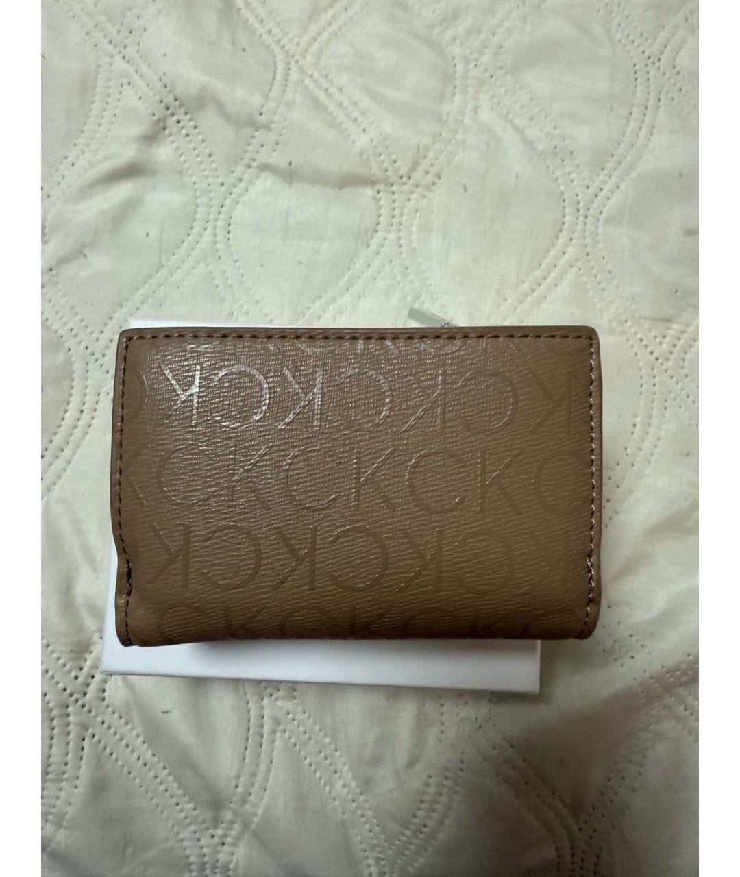 CALVIN KLEIN Горчичный кожаный кошелек, фото 3