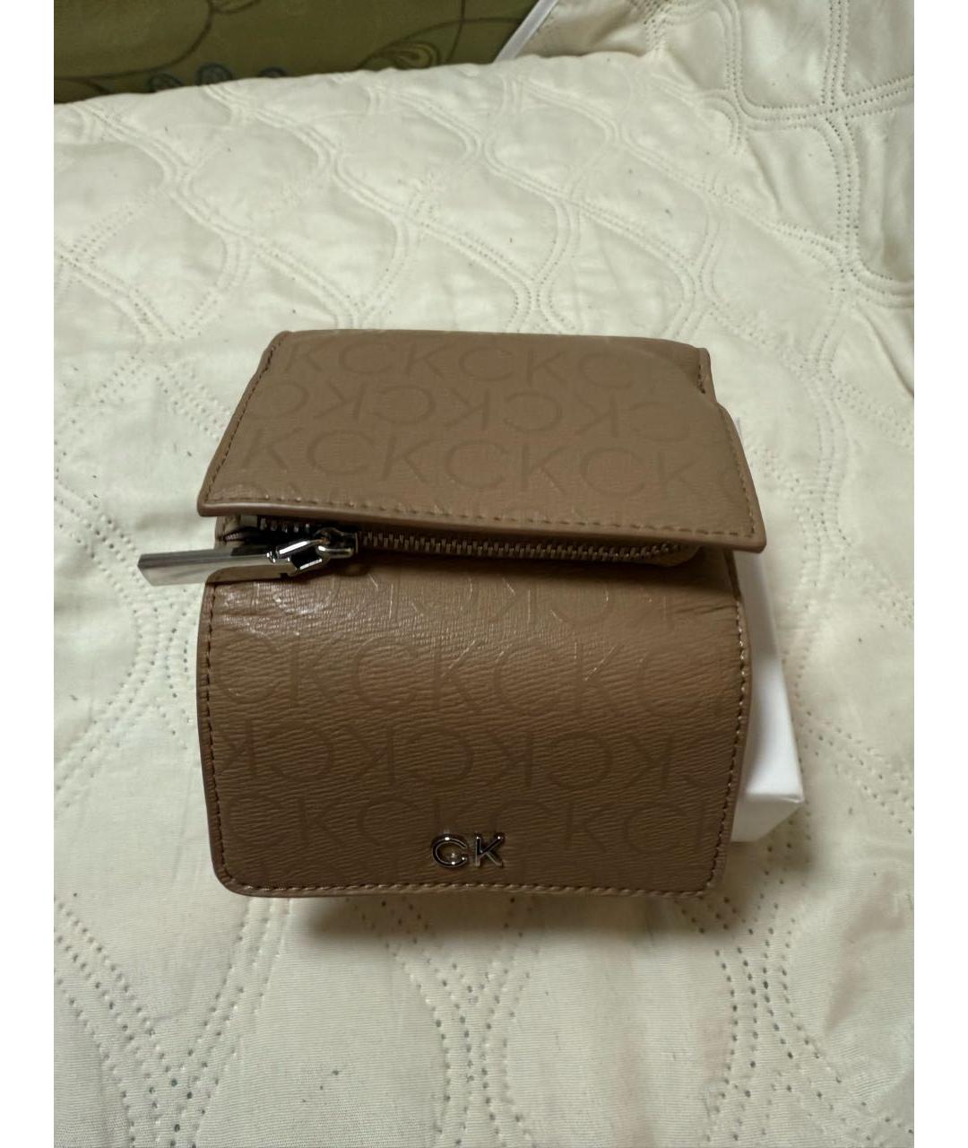 CALVIN KLEIN Горчичный кожаный кошелек, фото 5