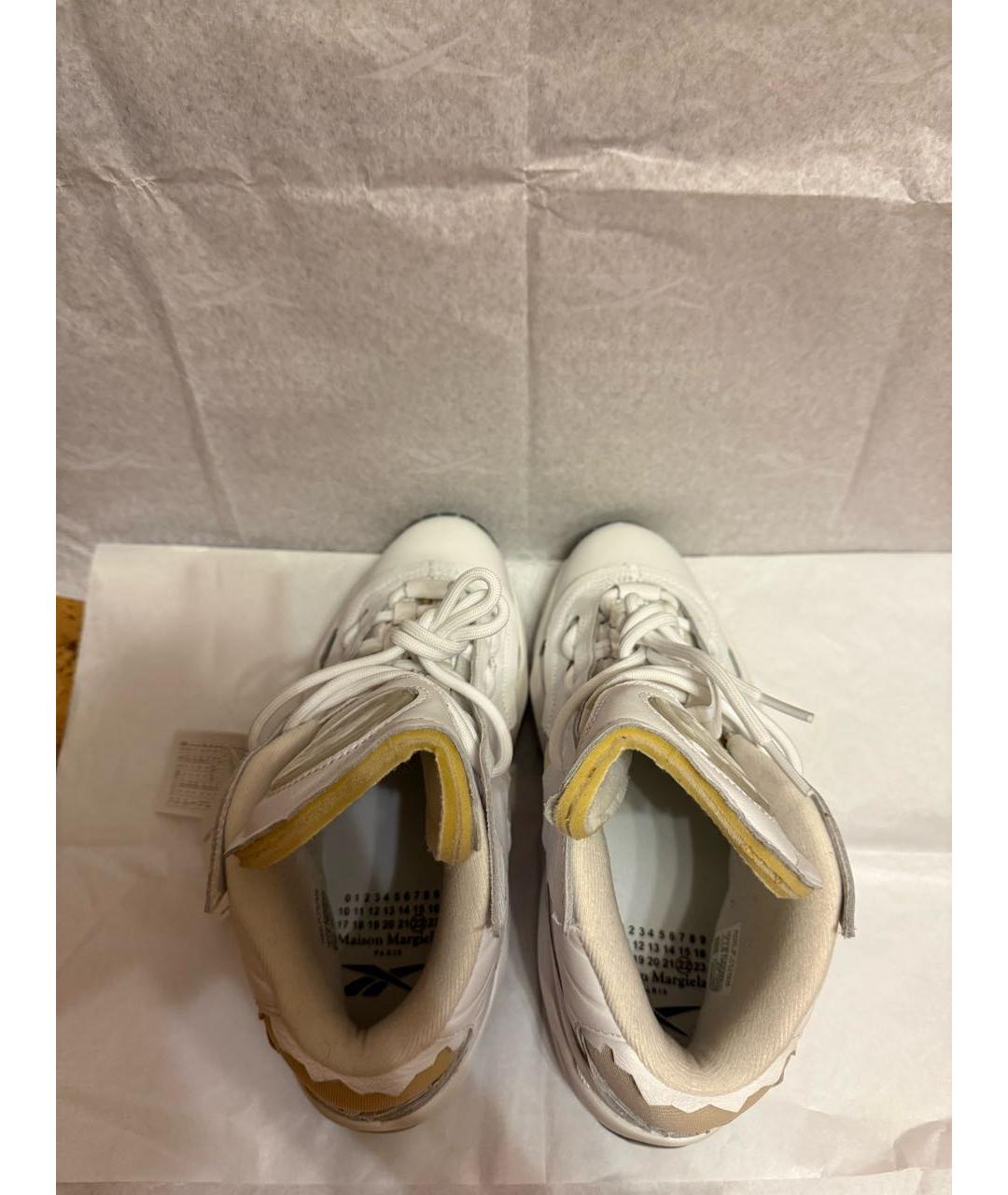 MAISON MARGIELA Белые кожаные высокие кроссовки / кеды, фото 3