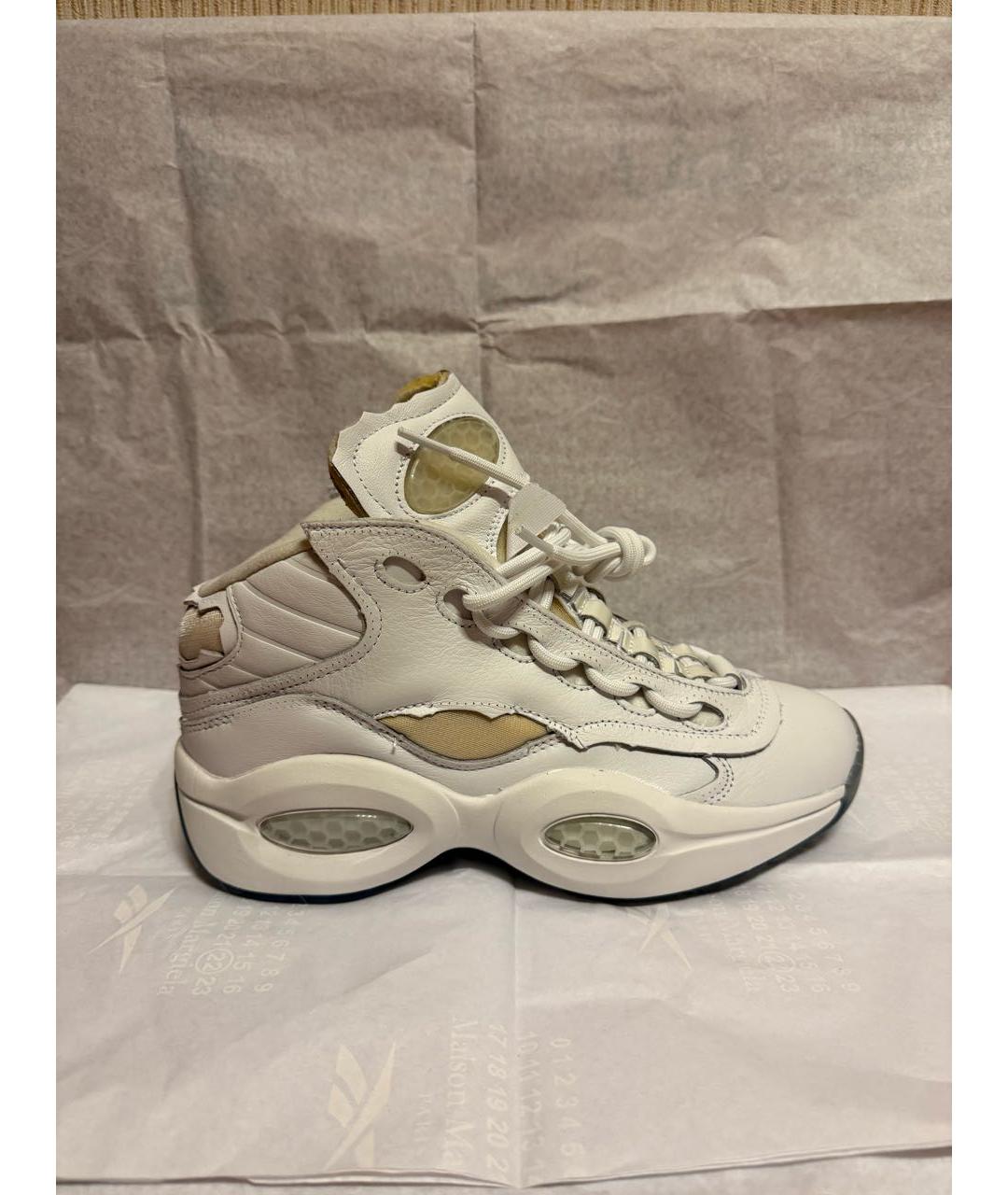 MAISON MARGIELA Белые кожаные высокие кроссовки / кеды, фото 9