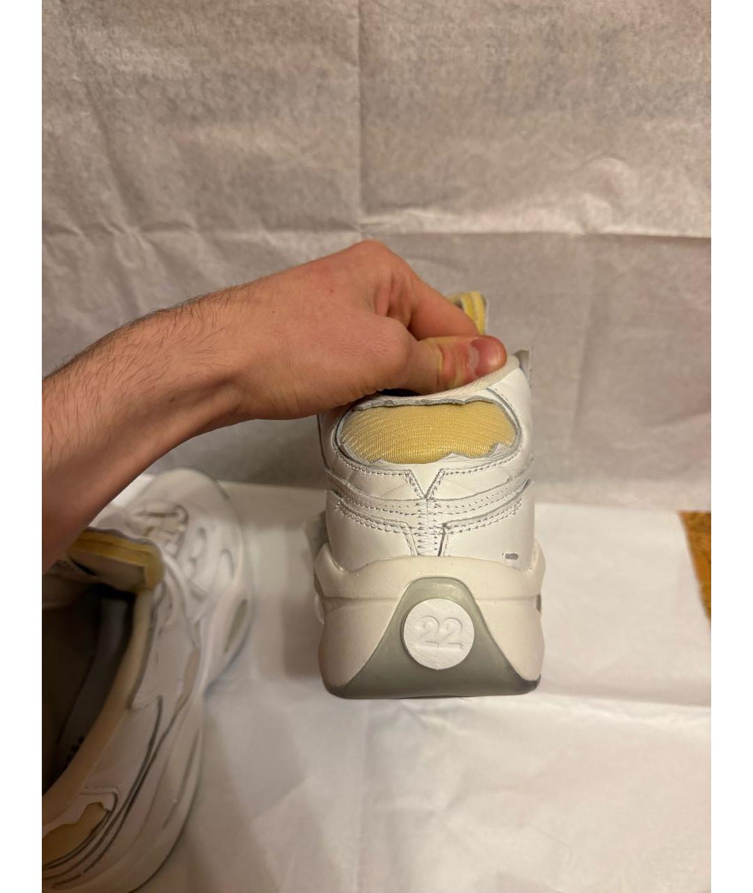 MAISON MARGIELA Белые кожаные высокие кроссовки / кеды, фото 8