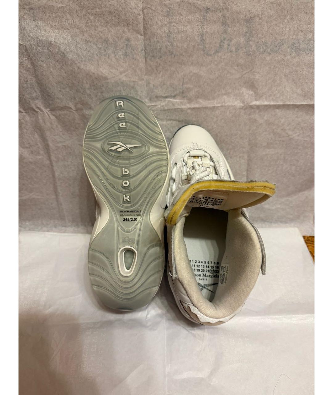 MAISON MARGIELA Белые кожаные высокие кроссовки / кеды, фото 6