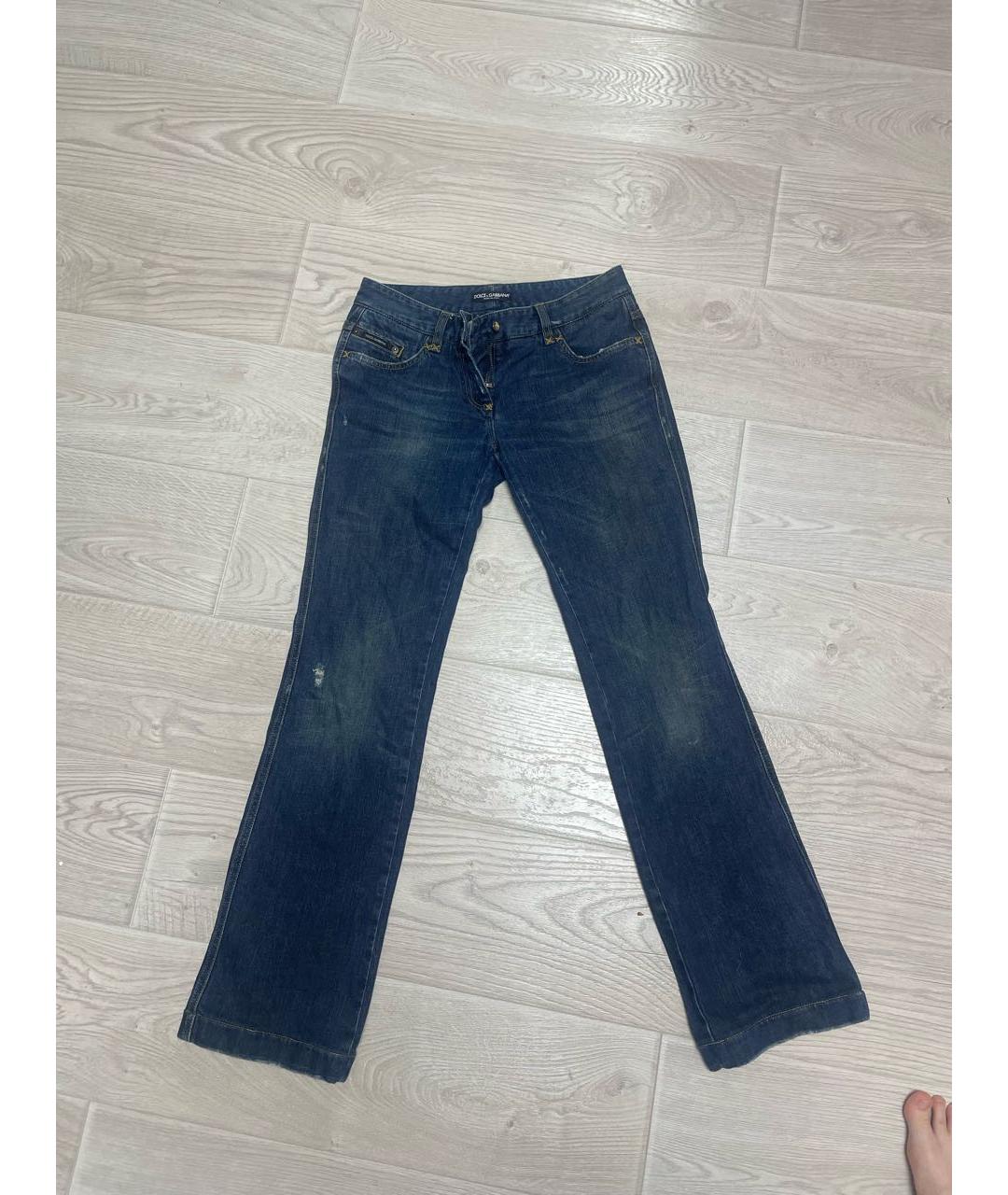 DOLCE&GABBANA Темно-синие хлопко-эластановые джинсы клеш, фото 9