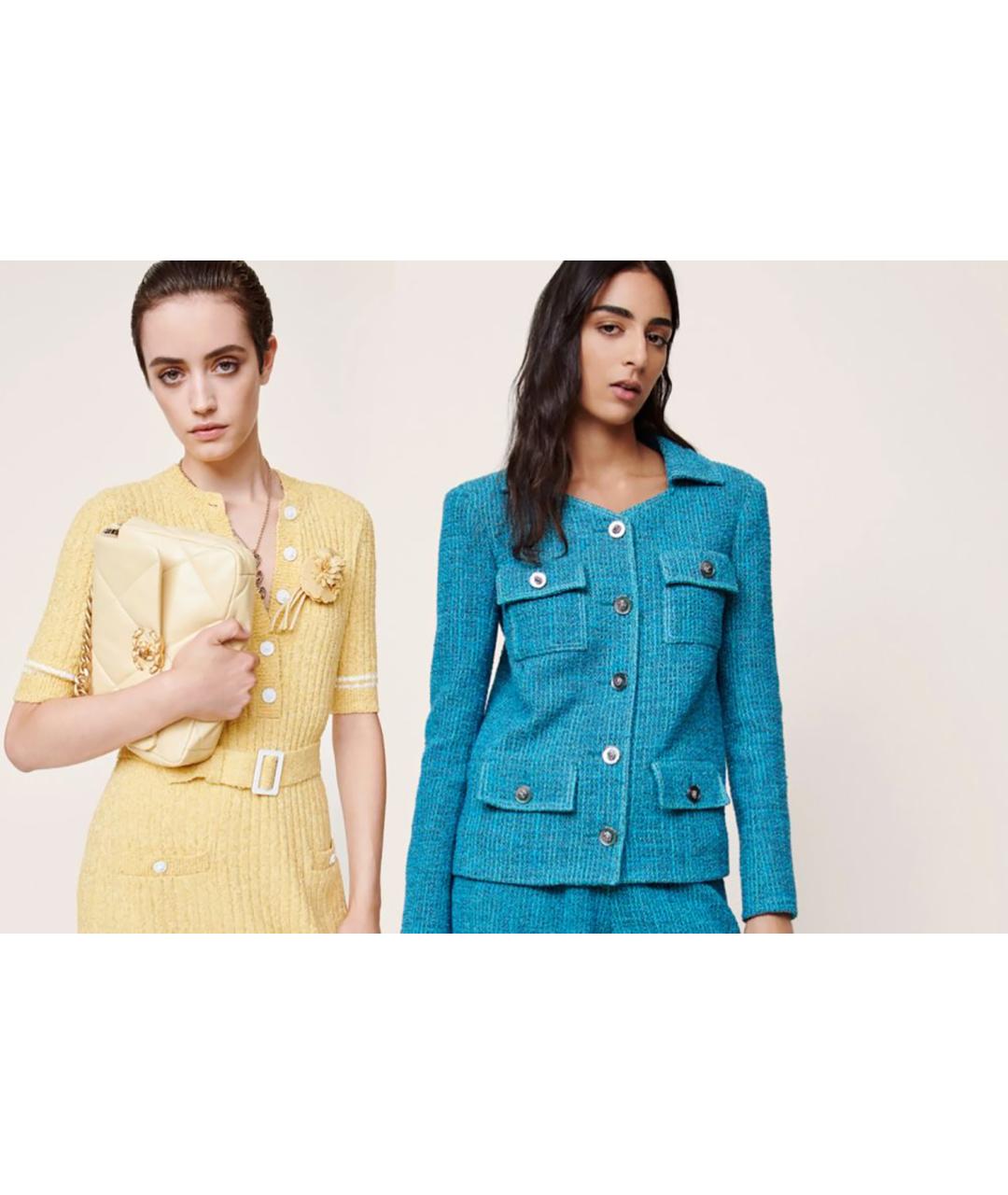 CHANEL Бирюзовый твидовый жакет/пиджак, фото 3