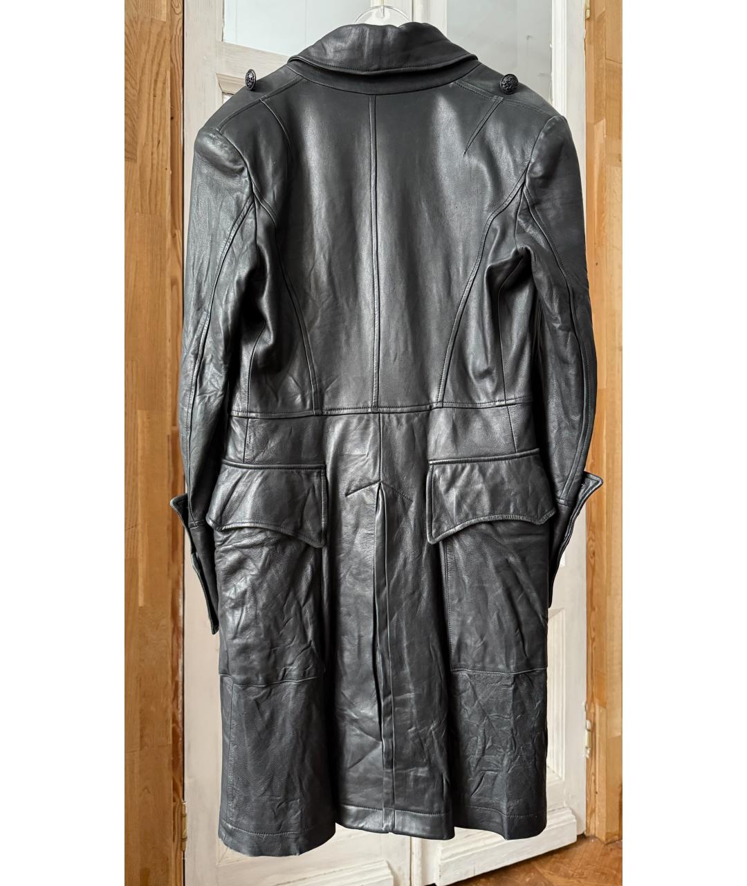 BALMAIN Черное кожаное пальто, фото 2